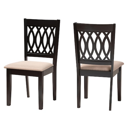 Baxton Studio Florencia Modern Beige Fabric and Espresso Brown Finished Wood 2-Piece Dining Chair Set 231-2PC-13206-ZORO